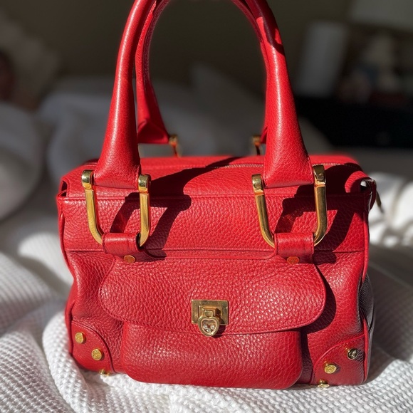 Chopard Red Satchel with Gold Accents NWOT - Picture 1 of 15